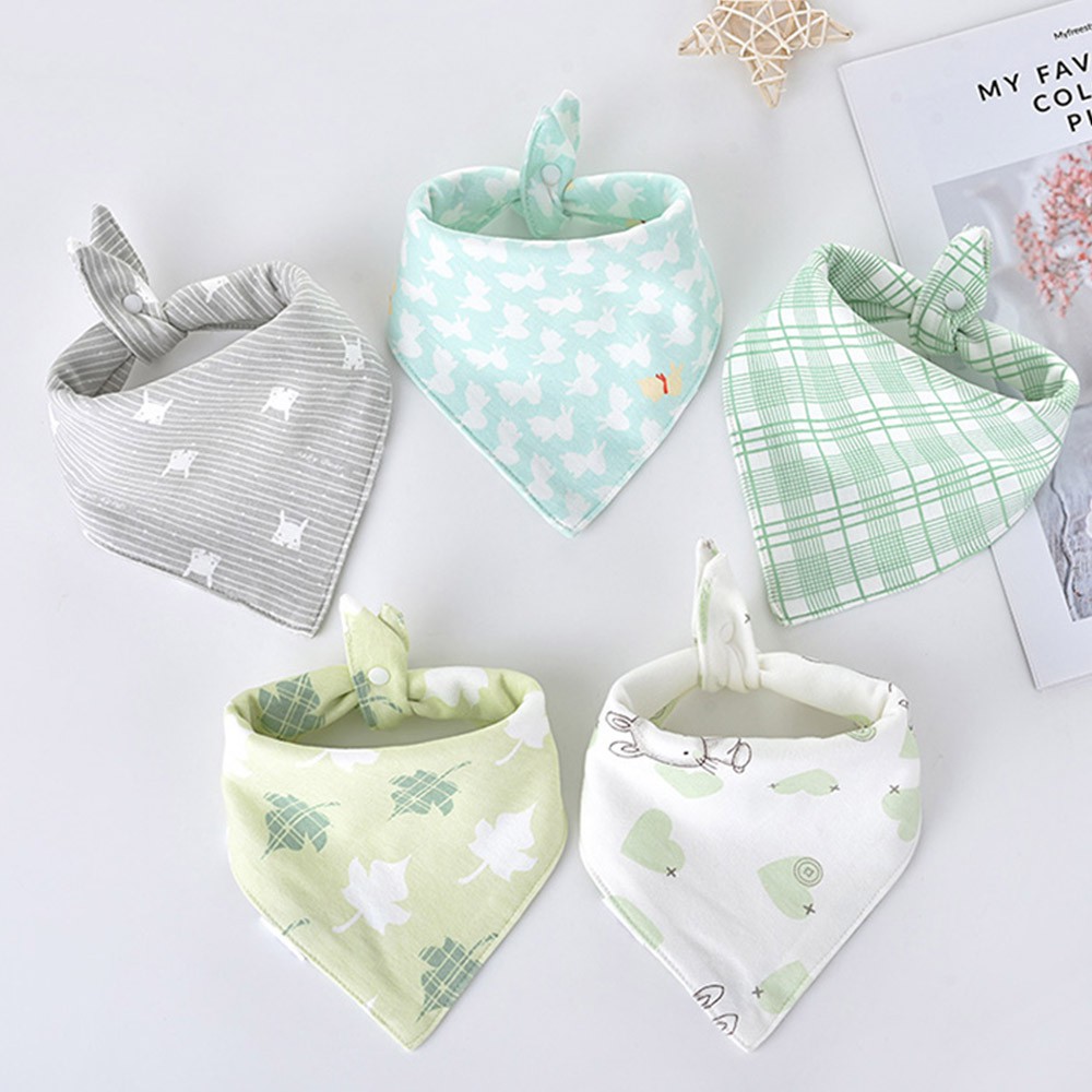 Set 5 Yếm Ăn Cotton In Họa Tiết Hoạt Hình Xinh Xắn Dành Cho Các Bé