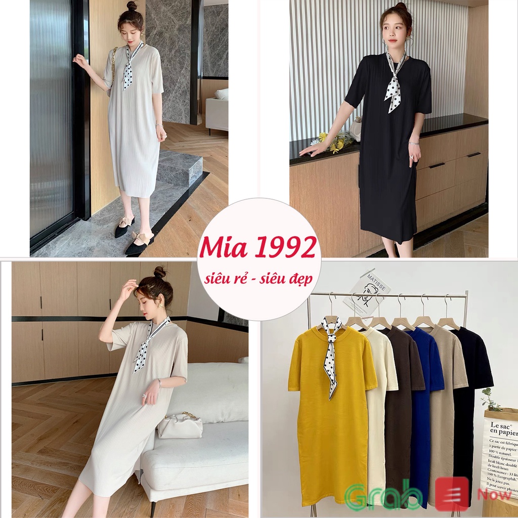 Váy Len MIA 1992 montoghi cao cấp  - váy len bầu basic cổ tròn tặng khăn hàng quảng châu loại 1 chất dày mịn | BigBuy360 - bigbuy360.vn