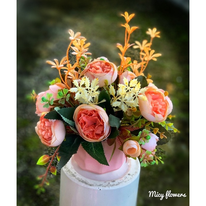 Hoa lụa/ Bình hoa mini để bàn cute dễ thương hoa giả decor trang trí