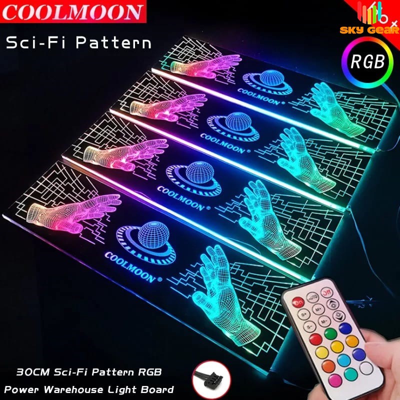 Tấm Che Nguồn Máy Tính Logo, Cover PSU Coolmoon led RGB, Đồng bộ hub Coolmoon