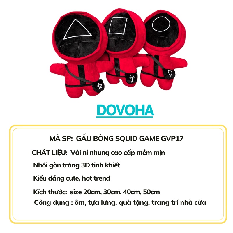 Gấu bông to cute squid game hàng nhập gối ôm cho bé dễ thương giá rẻ DOVOHA GVP17