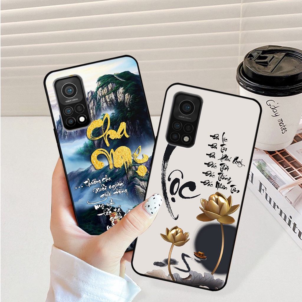 Ốp lưng Xiaomi Mi 10T Pro in hình phong cách chữ thư pháp cha mẹ, tài lộc.