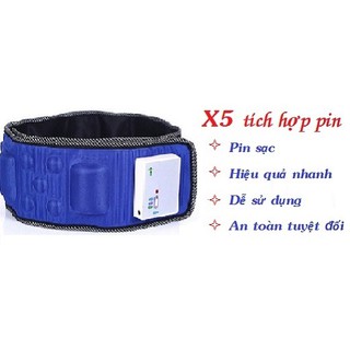 Đai mát xa giảm mỡ bụng X5 TÍCH HỢP PIN (Xanh đen)