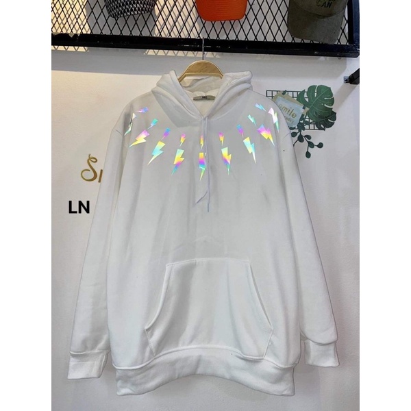Áo hoodie nỉ cotton tia sét phản quang LN12
