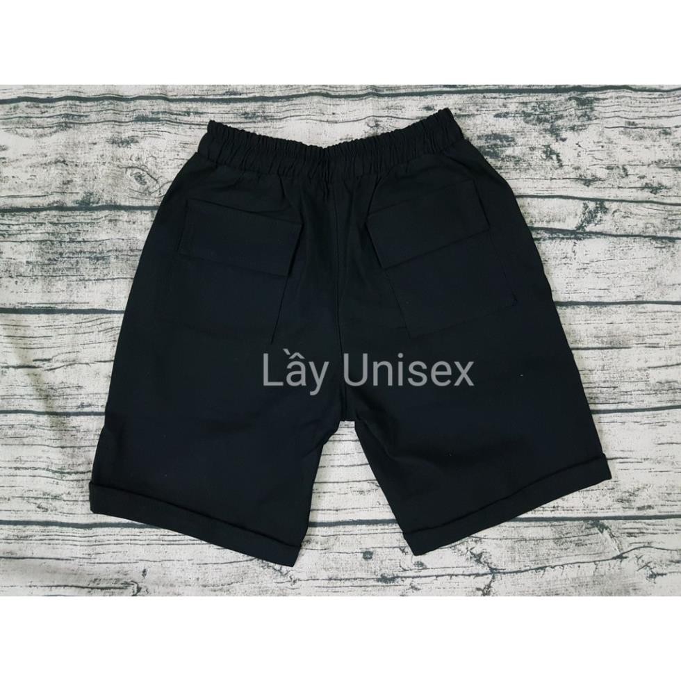 Quần Short Kaki nam nữ Đen Unisex form ngắn trên gối ་ ྇