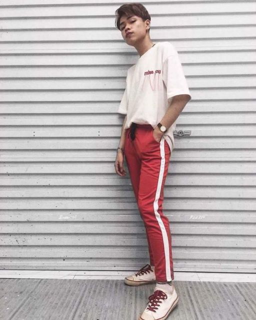 Quần Line Pants Da Cá Ống Suông