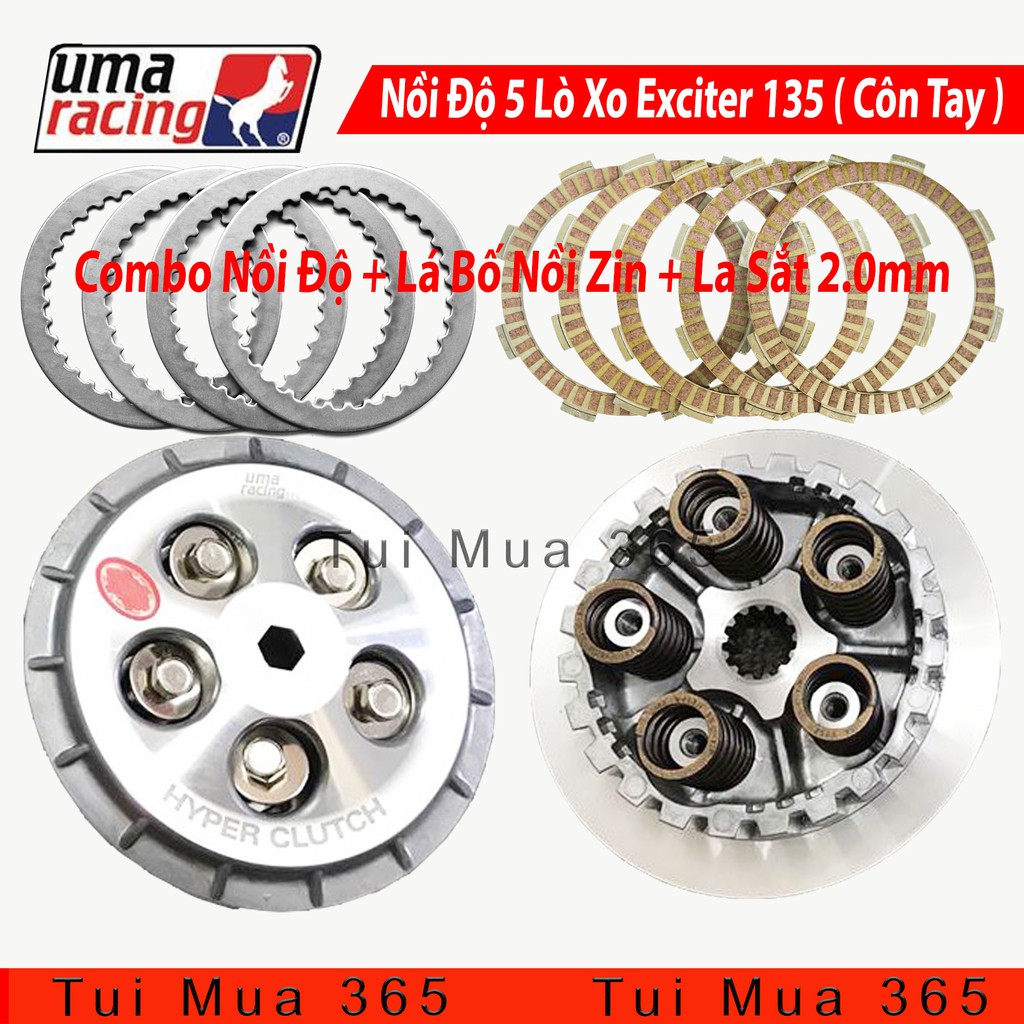 Full Nồi Độ Uma Racing 5 Lò Xo Dùng Cho Exciter 135cc Côn Tay Kèm Bộ Lá Bố Nồi Và Lá Sắt