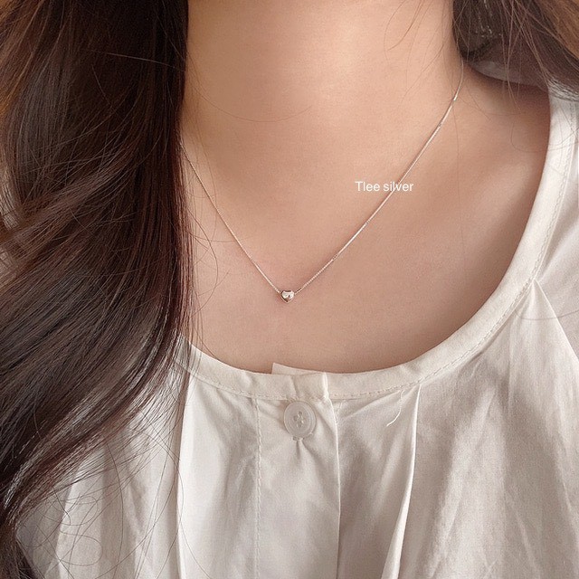 Dây chuyền bạc tlee, vòng cổ tim phồng mini s925 - TleeJewelry