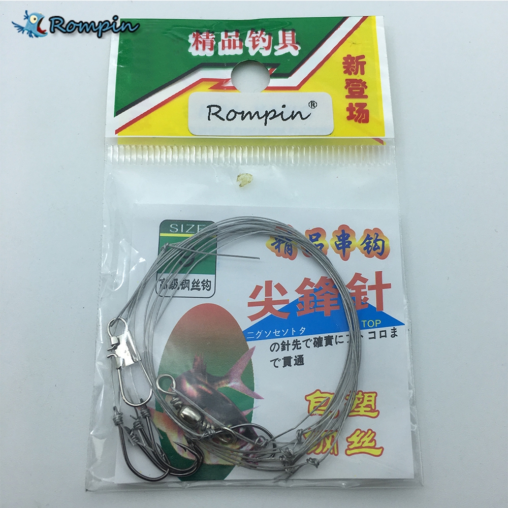 Bộ 3 Dây Móc Câu Cá 5 Dây Bằng Thép Không Gỉ