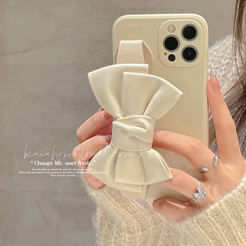 Ốp Điện Thoại Da Gắn Dây Đeo Cổ Tay Làm Vòng Đỡ Phối Dây Thắt Phong Cách Hàn Quốc Cho iPhone 13 11
