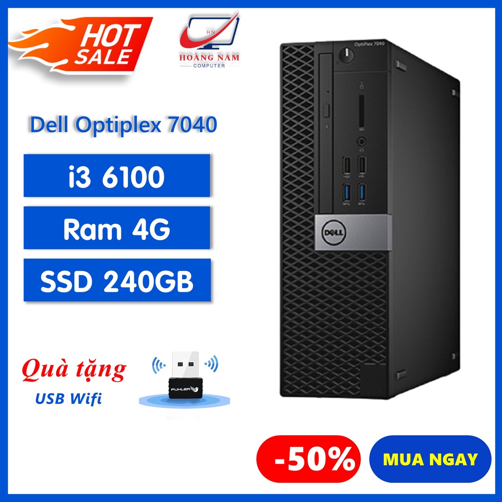 PC Đồng Bộ Dell ⚡️Freeship⚡️ Case Máy Tính Để Bàn - Dell Optiplex 7040 SFF (I3 6100/Ram 4G/SSD 240GB) - BH 12 Tháng