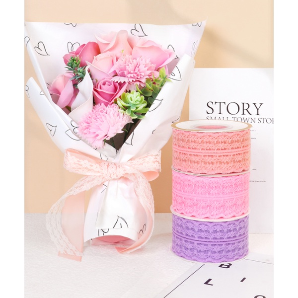 Cuộn Dây Ruy Băng Ren 3Cm 5M Dùng Gói Hoa Thủ Công