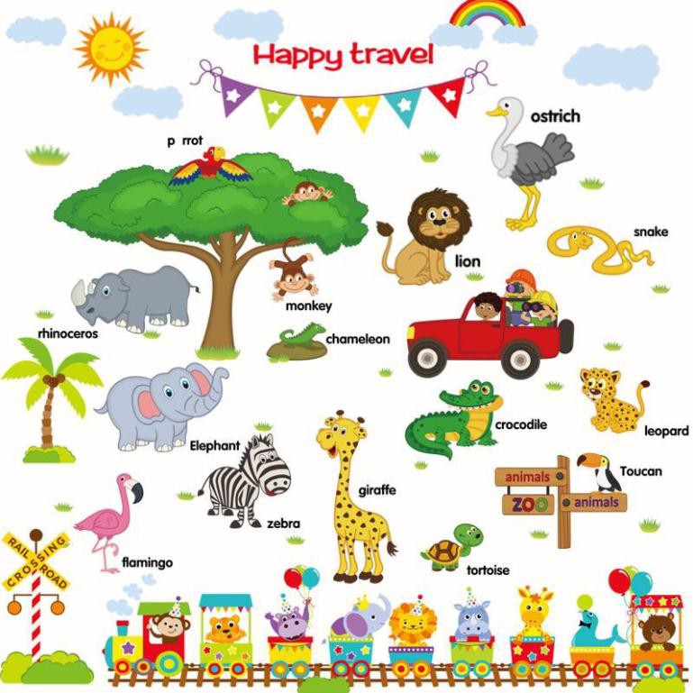 20 Mẫu Combo 2 Decal Dán Tường Động Vật Cho Bé