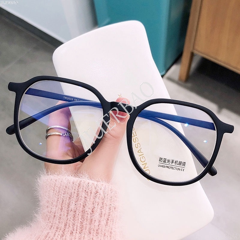 Kính Chống Bức Xạ Hình Oval Gọng Nhựa Phong Cách Hàn Quốc Cho Nam Và Nữ