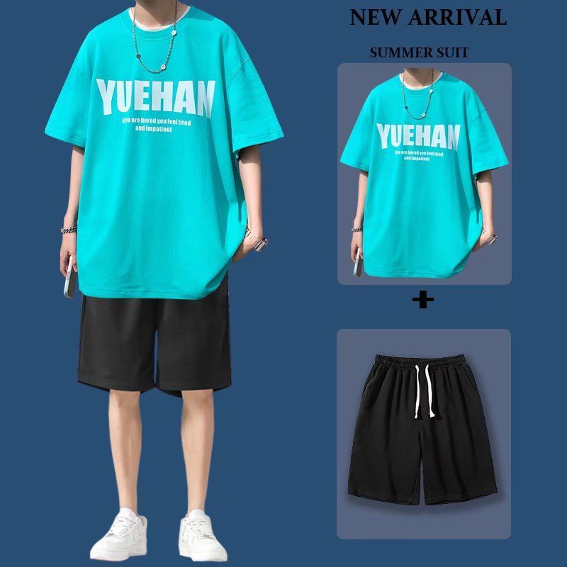 Set Đồ Thể Thao Ngắn Tay Form Rộng Thời Trang Mùa Hè Dành Cho Nam