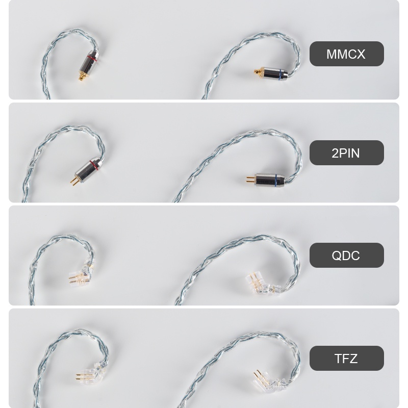 Dây Cáp Tai Nghe Mạ Bạc 5N 8 Lõi Màu Bạc