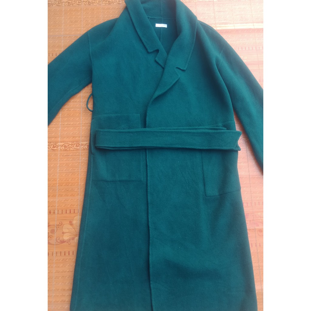 Áo dạ ép handmade màu xanh dang dài