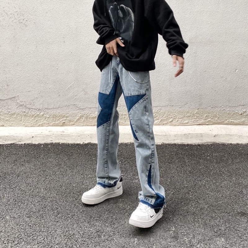 Quần Jean ống đứng hình ngôi sao, phong cách hiphop đường phố