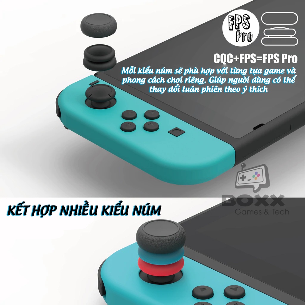 Núm bọc Analog cho Nintendo Switch, Oled, Lite bộ 6 nút chính hãng Skull &amp; Co