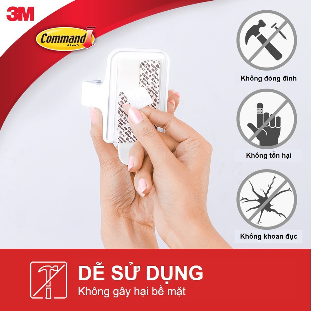 Móc dán tường treo chổi, cây lau nhà Command 3M chịu lực 1.8kg -tháo cực dễ 17007