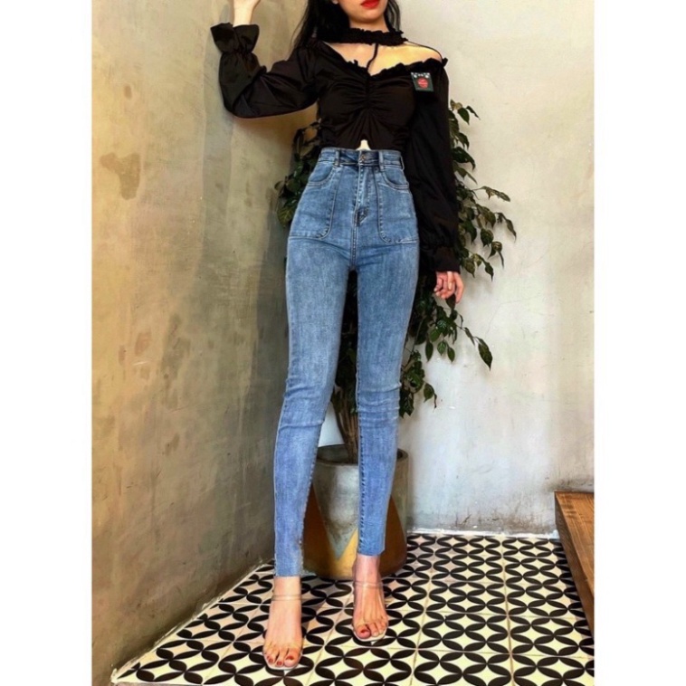 [ XẢ SỐC] Quần jeans ôm body lưng siêu cao TÚI DÀI