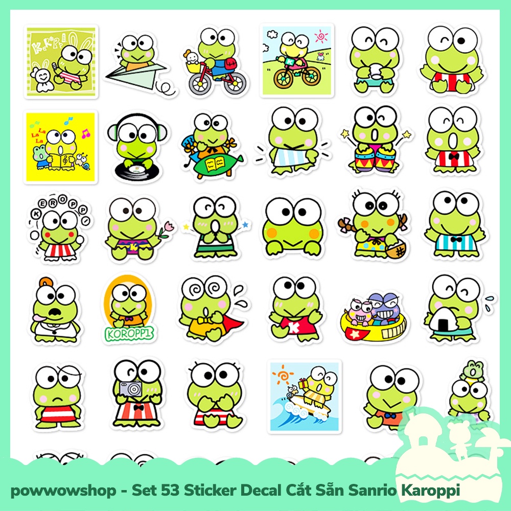 [Sẵn VN - Hỏa Tốc] Set 53 Sticker Mini Decal Dán Trang Trí Vật Dụng Mẫu Sanrio Karoppi Lovely Cute