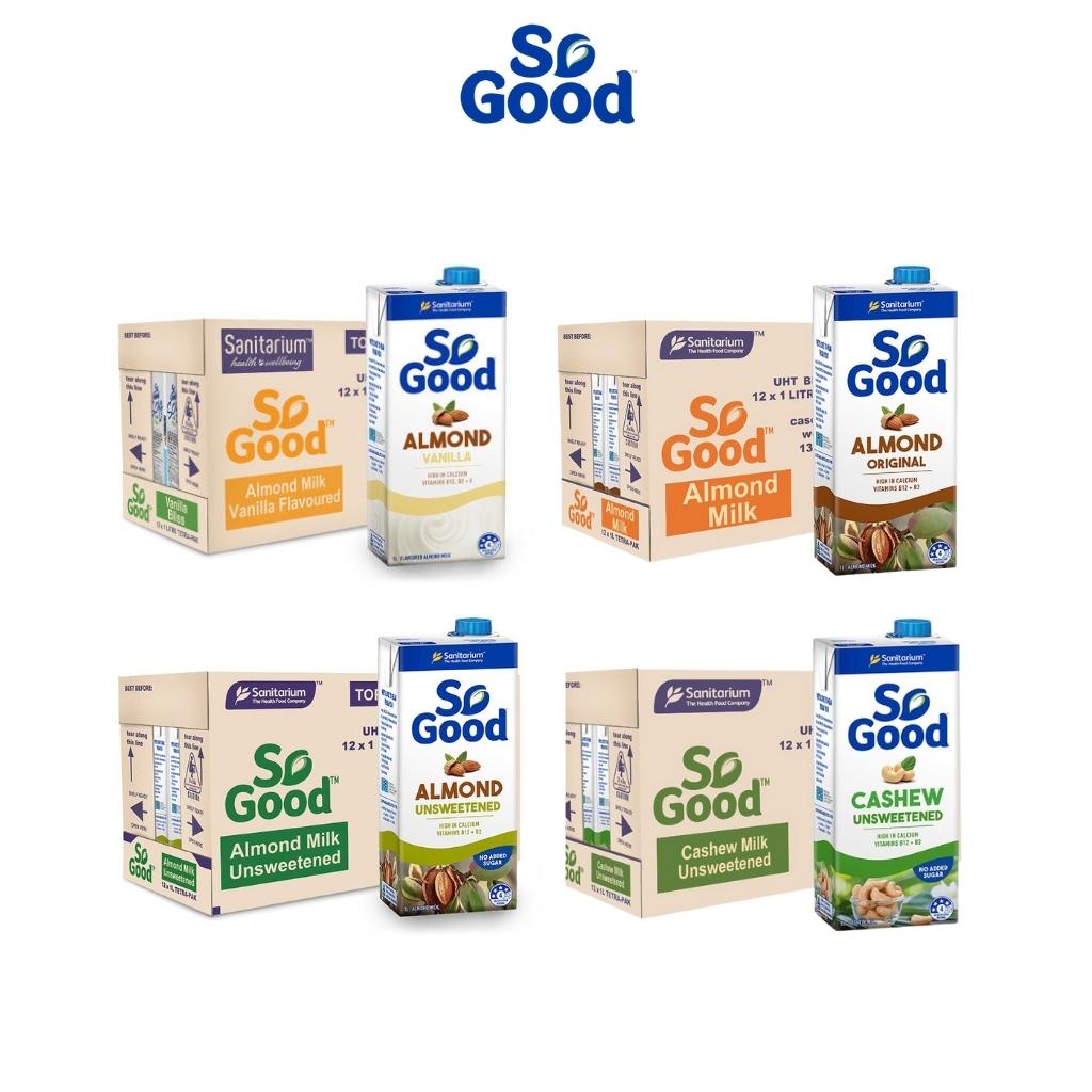 Thùng 12 hộp Sữa hạnh nhân ít đường, không đường,vanilla, sữa hạt điều SO GOOD calo thấp, bổ sung canxi