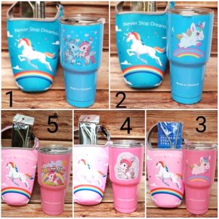 [HIẾM] COMBO LY GIỮ NHIỆT 900ML HÌNH NGỰA CUTE KÈM ĐẦY ĐỦ PHỤ KIỆN