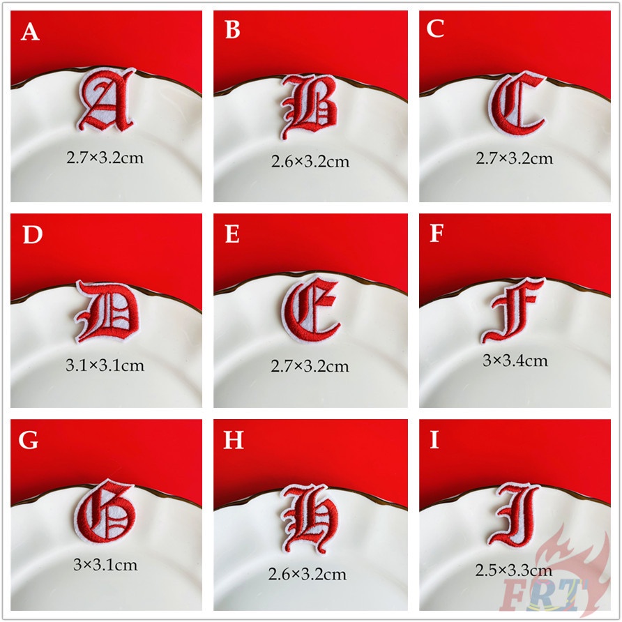 ☸ Mini Gothic English Letters Series Q-2：Red Iron-on Patch ☸ 1Pc Iron on Sew on Badges Patches DIY Embroidery Patch
