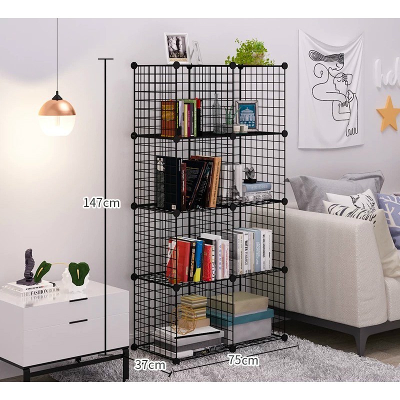 Lưới Sắt Thép Đa Năng, Khung Lưới Lắp Ghép Tấm Trang Trí Giá Để Sách Tủ Kệ Decor Phòng Ngủ