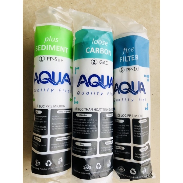 Bộ 3 lõi lọc Aqua số 1,2,3 hàng chính hãng- Thay thế cho tất cả các loại máy lọc