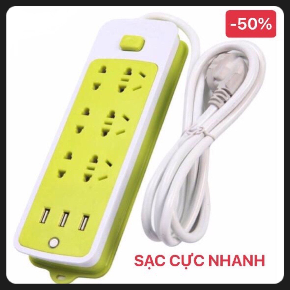 RẺ VÔ ĐỊCH Ổ Cắm Điện Đa Năng Cách Nhiệt, Chống Giật Điện 16 Lỗ 3 Cổng USB (Xanh Lá)SIÊU HOT