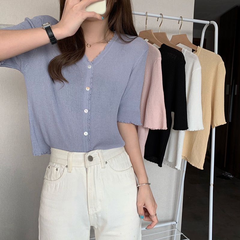 Áo Cardigan Dệt Kim Ngắn Tay Nhiều Màu Lựa Chọn 49470