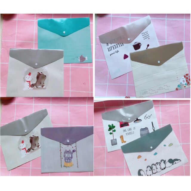 Túi Nhựa pilu đựng tài liệu cỡ giấy A4 thiết kế đẹp mắt nhiều hình cute