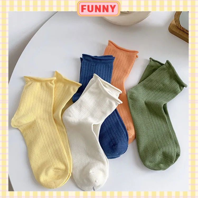 Vớ cotton cổ cao màu kẹo thời trang Hàn Quốc cho nữ