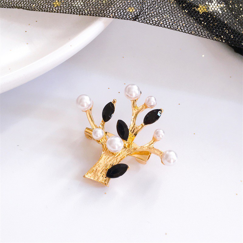 Ghim cài áo hình cây đính đá và ngọc trai giả sành điệu cho nữ