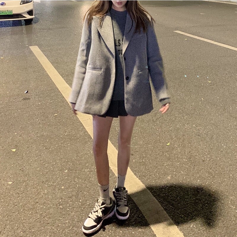 ÁO KHOÁC BLAZER DÀY MÀU XÁM BASIC DỄ PHỐI