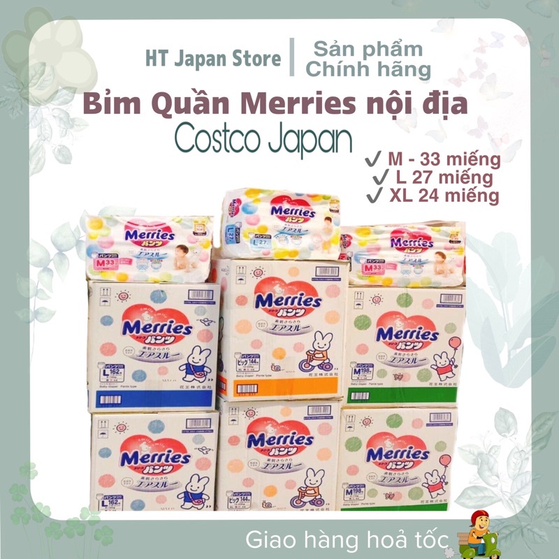 TÃ BỈM QUẦN MERRIES NỘI ĐỊA NHẬT( M-33/ L-27/ XL-24 miếng)