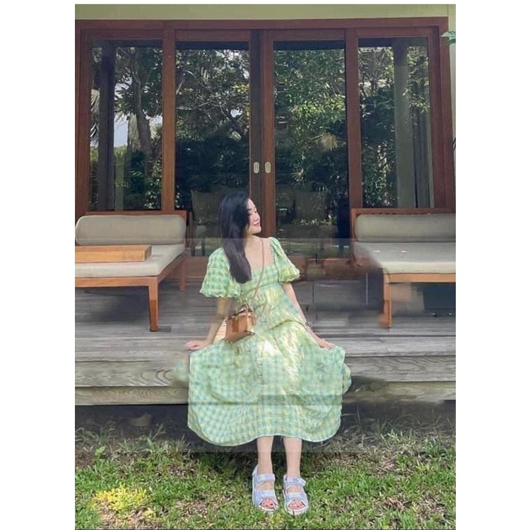 Zara Đầm Cổ Vuông Tay Phồng Họa Tiết Kẻ Sọc Thời Trang Mùa Hè Xinh Xắn Cho Nữ4688314