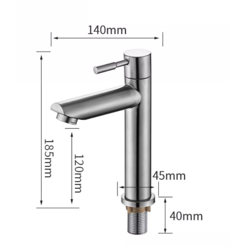 [FREE SHIP] Vòi lavabo  xả lạnh Cắm chậu cao 18 cm chất liệu inox 304 nguyên khối - LVB5