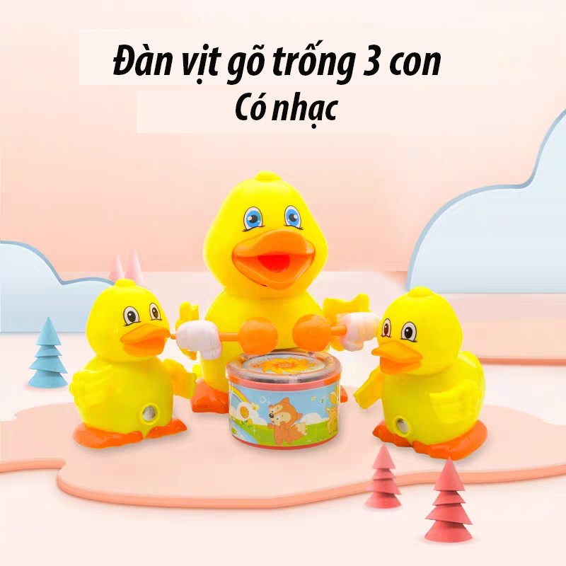 Đồ chơi đàn vịt mẹ con đánh trống phát nhạc-  4422