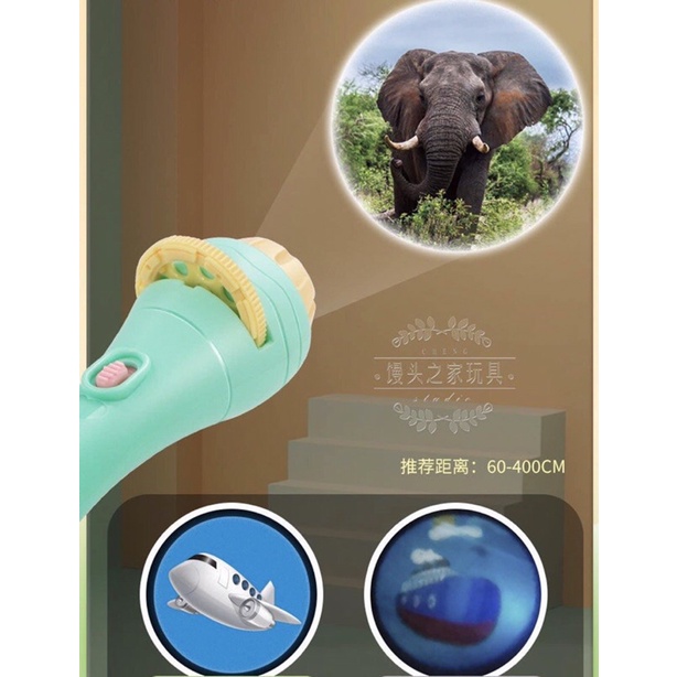 Đèn Pin chiếu hình 24 hình động vật cho bé