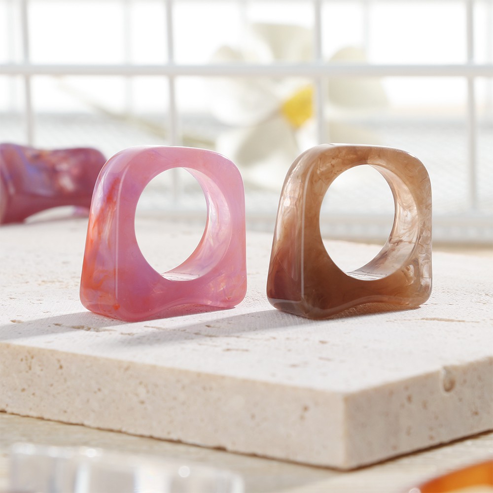 Nhẫn Nhựa Acrylic Trong Suốt Họa Tiết Đá Cẩm Thạch Nhiều Màu Thời Trang Cho Nữ