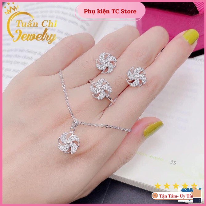 Dây Chuyền BạcBẠC ĐẸP Set Bạc Nữ Mẫu Mới, Trẻ Trung, Nữ Tính, Thiết Kế Hình Chong Chóng Mẫu Mới