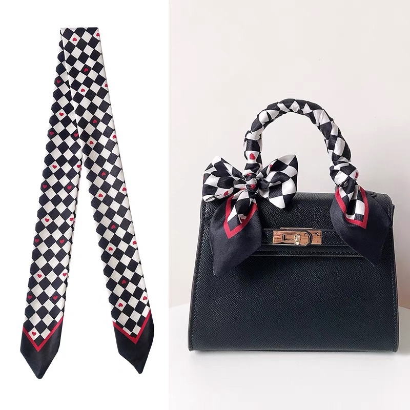 Khăn quấn túi xách kẻ ô size 100x5.5cm