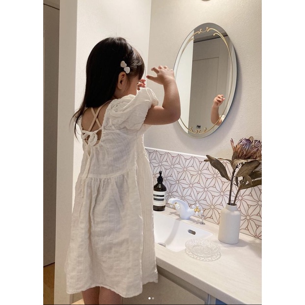 Váy buộc dây hoa cúc và trắng dáng BabyDoll thoáng mát made in Korea chính hãng Hàn Quốc thời trang trẻ em BABYKOREA
