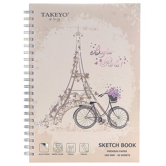 Sổ vẽ lò xo Takeyo B5/ A5 / A6 50 tờ (100 trang)/