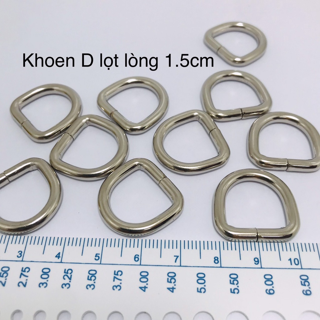 Khoen D kim loại - phụ kiện làm túi xách lọt lòng 1.5cm  - HANDMADE 88