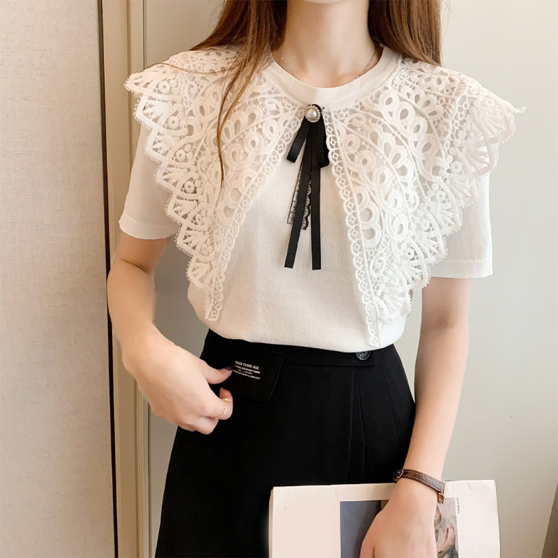 Cổ Áo Ren Hòa Tan Trong Nước Với Đế Vải Lưới Thêu Trang Trí