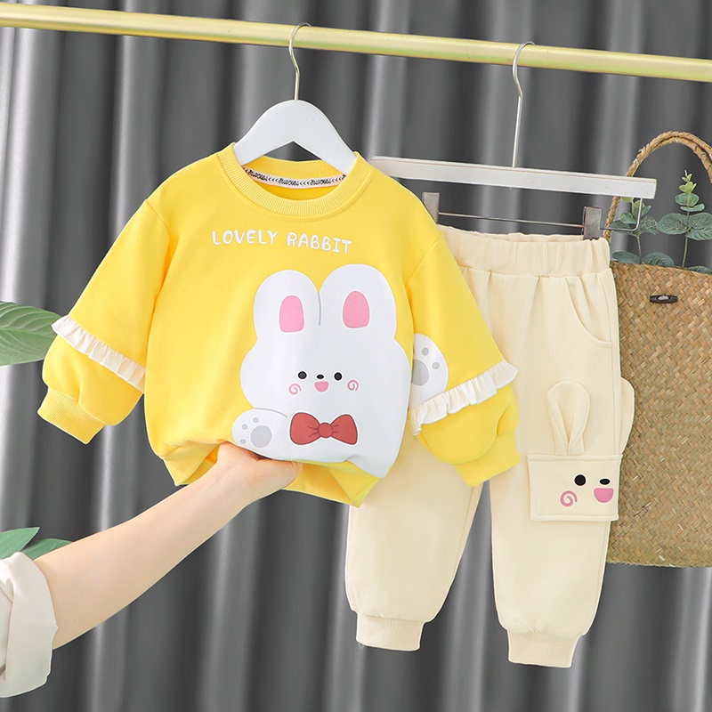 🔥 FLASH SALE 🔥 - Bộ quần áo trẻ em dài tay thu đông và ban đêm - cotton nỉ da cá giữ ấm nhẹ - hình thỏ dễ thương - XG070